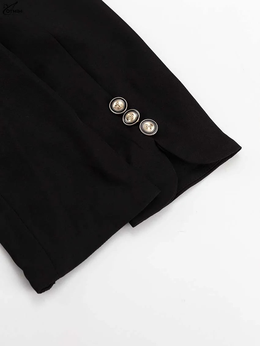 Oymimi Elegant Black Woman 2 Piece Set Outfit Fashion Square Neck Long Sleeve Button Shirts And Straight Ankle-Length Skirts Set