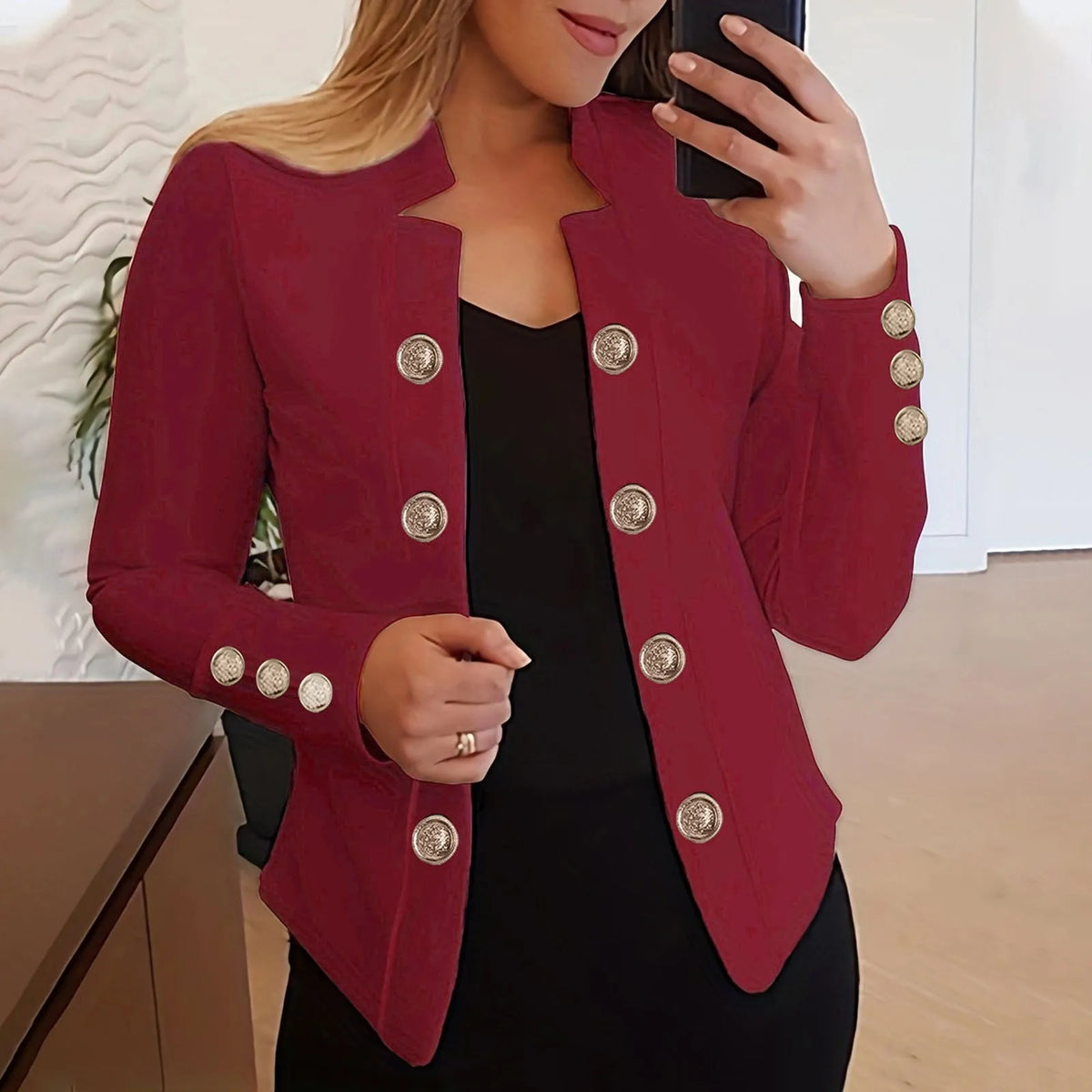 Lightweight Cropped Hooded Office Jacket for Women