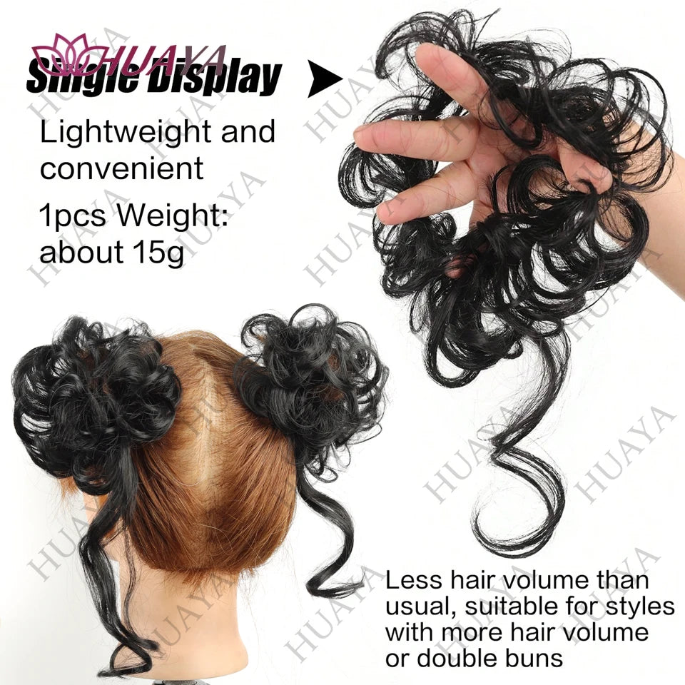 Double Pack Messy Synthetic Curly Hair Bun Wrap For Women