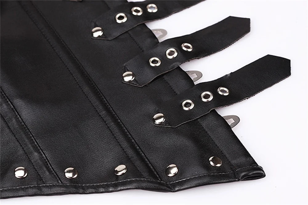 Gothic Faux Leather Underbust Plus Size Corset for Women