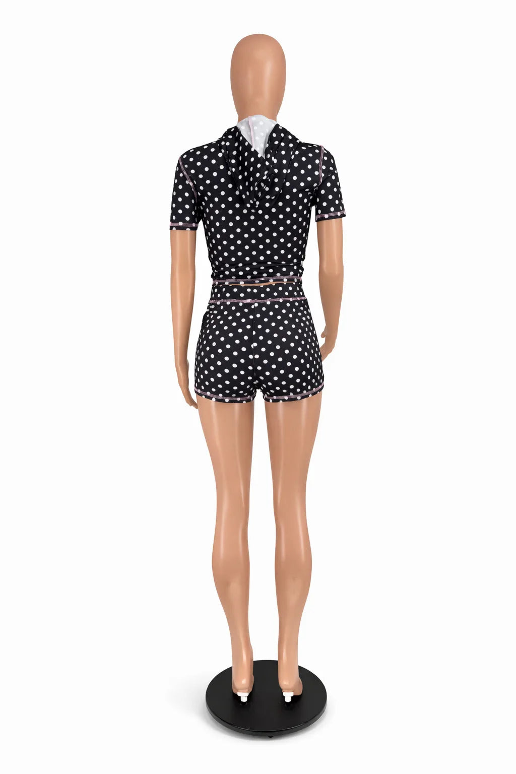 Chic Polka Dot Patchwork Streetwear Two-Piece Set for Women