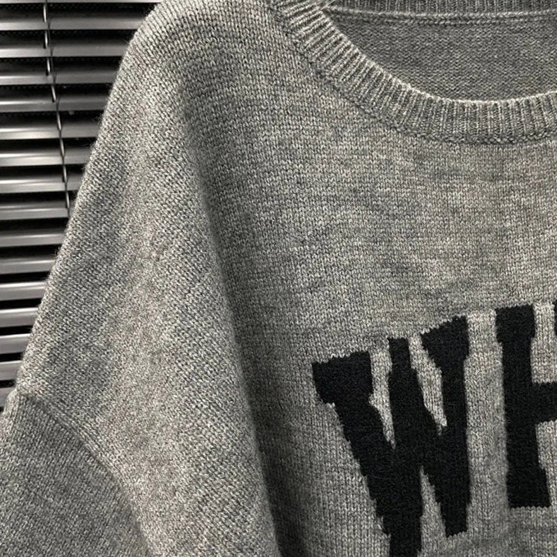 KUCLUT 2025 Fashion Autumn New Niche Design Loose Style Printed Knitted Sweater For Women Loose O-neck Tops Female 1A1216