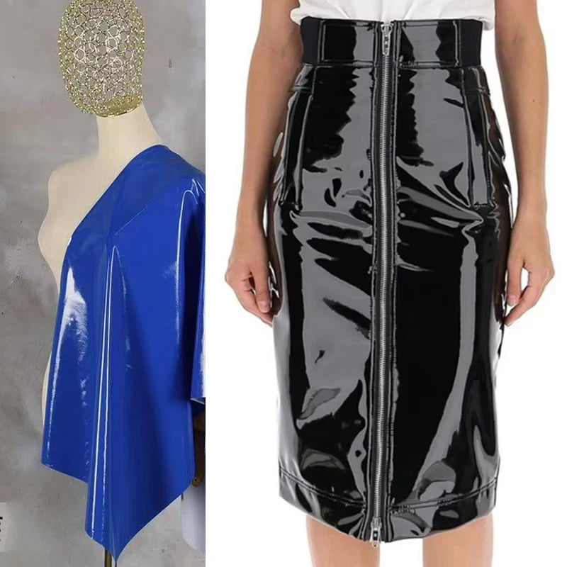 Gothic Glossy Patent Leather High Waist Pencil Skirt For Women