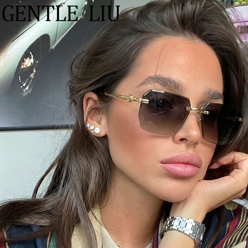 Square Rimless Fashion Sunglasses