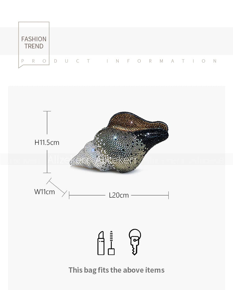 Glamorous Crystal Conch Shaped Rhinestone Evening Bag for Women