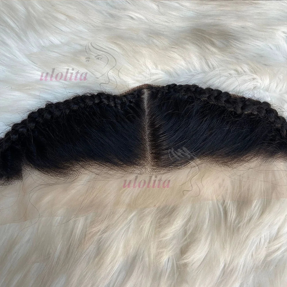 Braided Straight Lace Frontal Human Hair Wig for Women