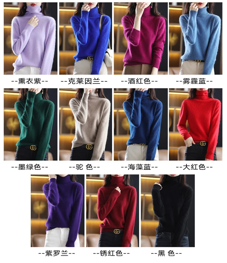 Soft Warm Knit Cashmere Turtleneck Sweater for Women