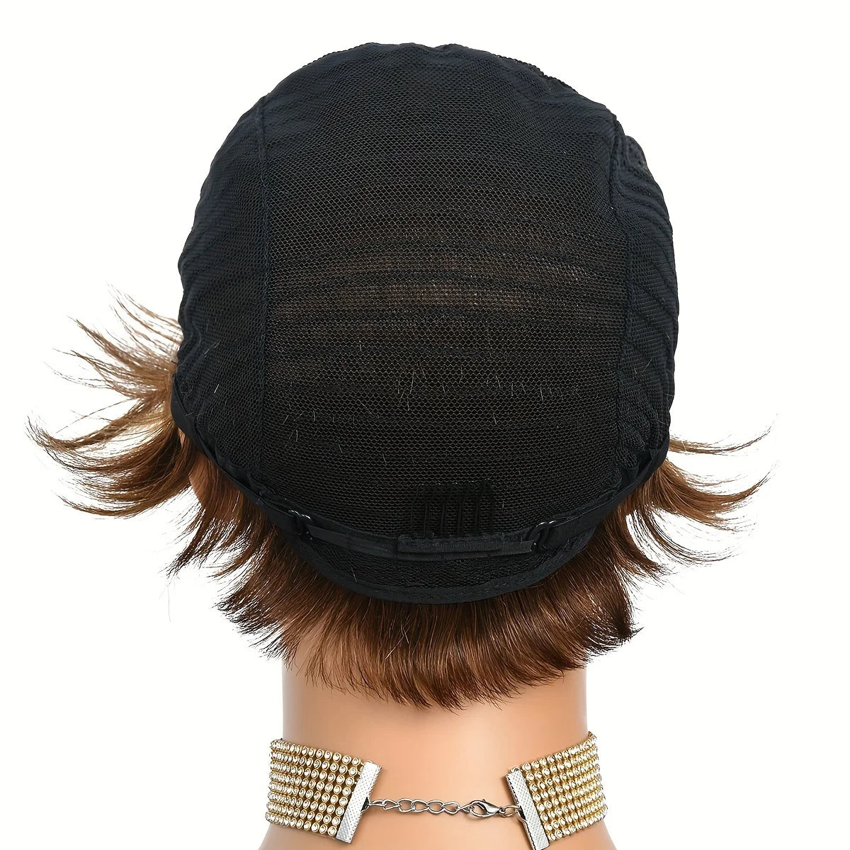 Pixie Cut Wig With Bangs Short Straight Mixed Color Remy Brazilian Human Hair Full Machine Made wig