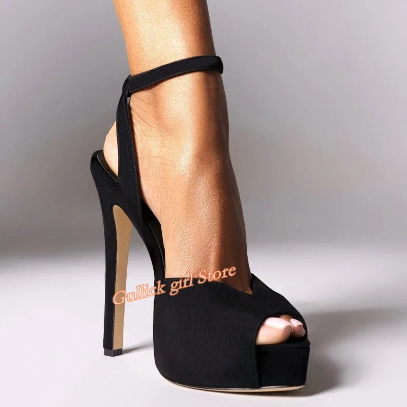 Patent Leather Open Toe Platform Stiletto Pumps for Women