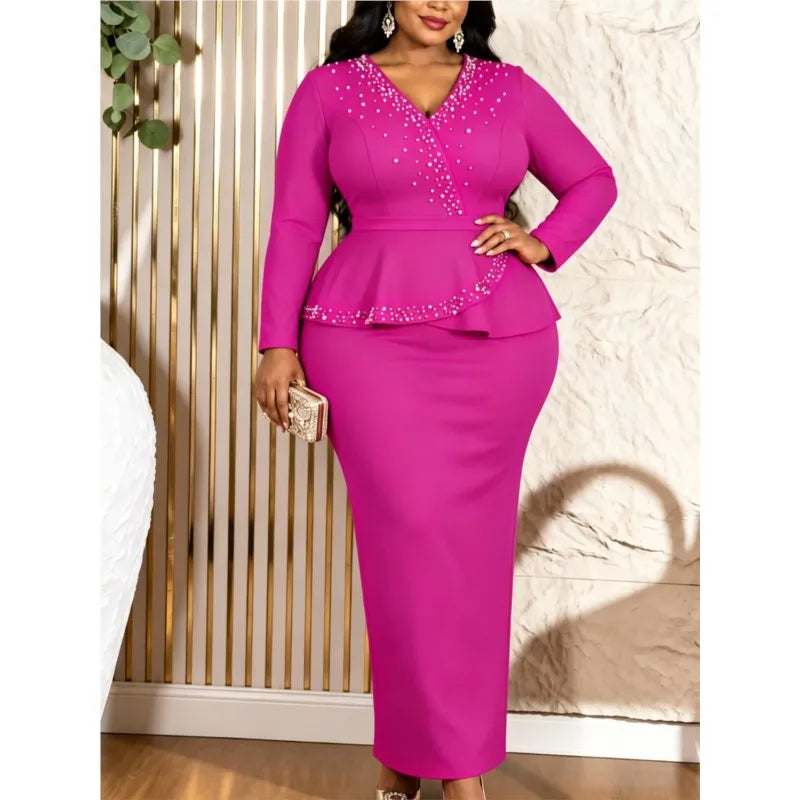 Elegant Long Sleeve Plus Size Dashiki Dress for Women
