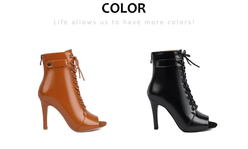 Leather Latin Dance Ankle Booties With Heels for Women