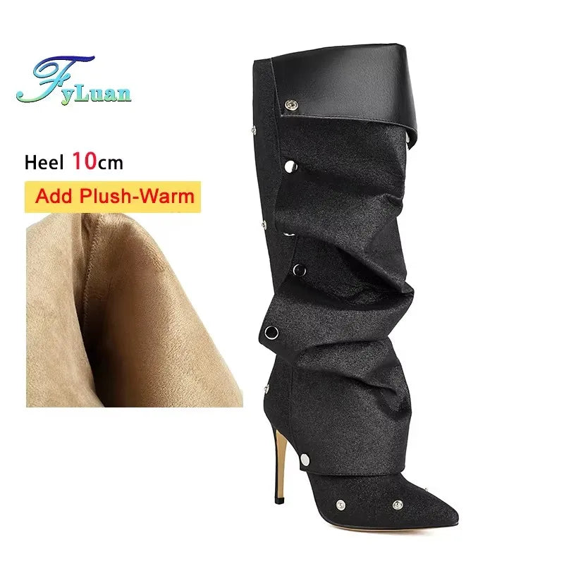 Pointed Toe Stiletto Zipper Ankle Boots