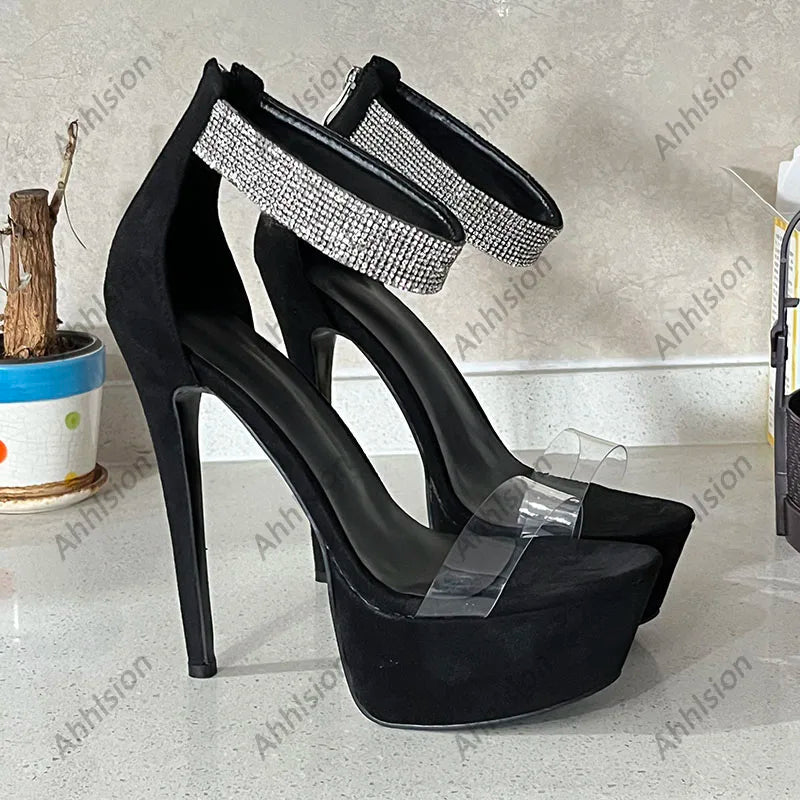 Elegant Pink Suede Stiletto Sandals with Zipper for Women