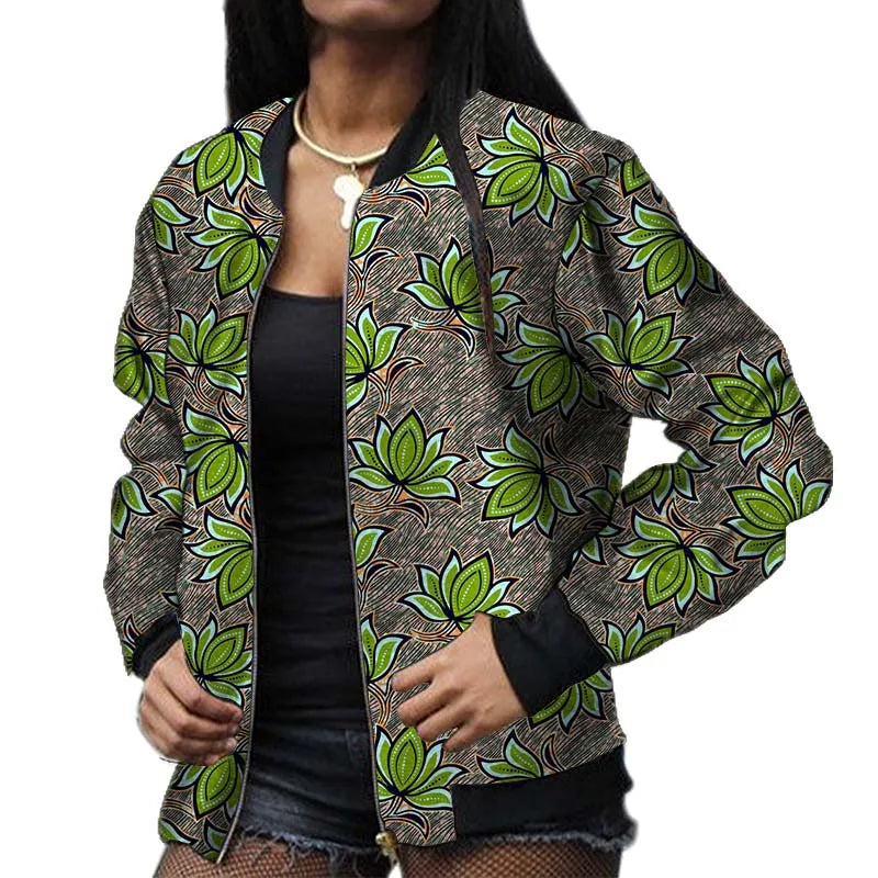Stylish Elastic Waist African Print Jacket for Women
