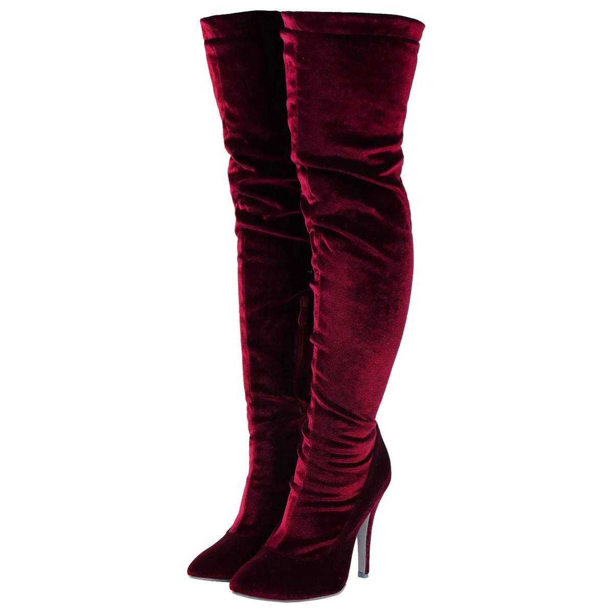 Velvet Pointed Toe Over The Knee Stiletto Boots for Women