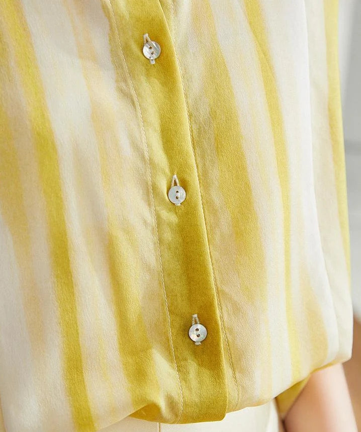 Women's Shirt and Blouse Chiffon Yellow Sleeveless Striped Female Tops Loose Summer Button Up Y2k Fashion Sale of Pretty Xl M