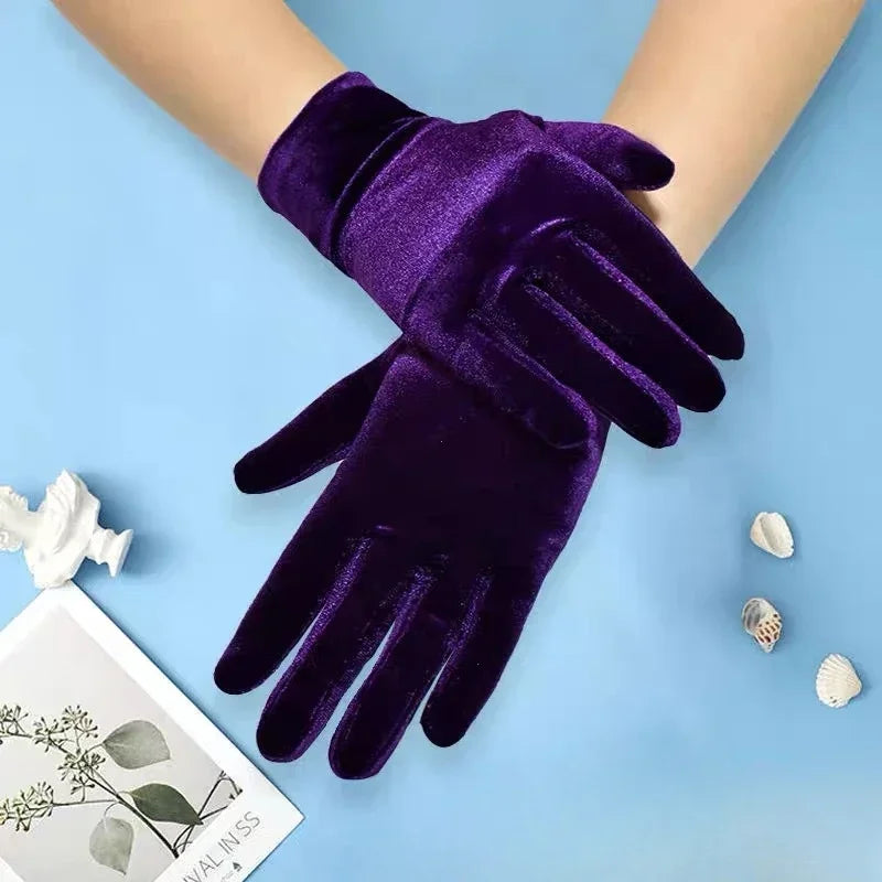 Stretch Velvet Wrist Length Gloves