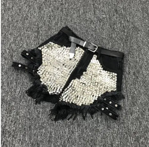 Relaxed Fit High Waisted Denim Shorts With Tassel Accents For Women