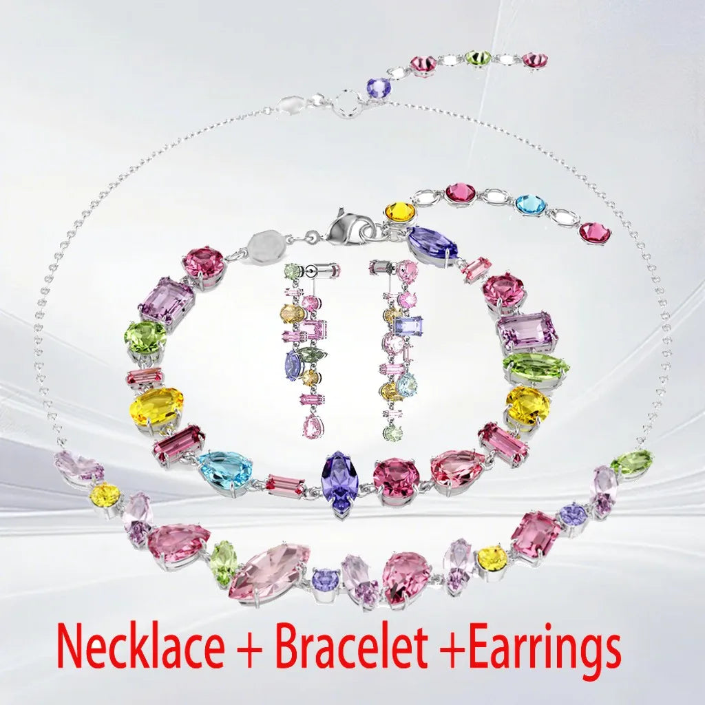 Gold Plated Mixed Cut Crystal Jewelry Set for Women