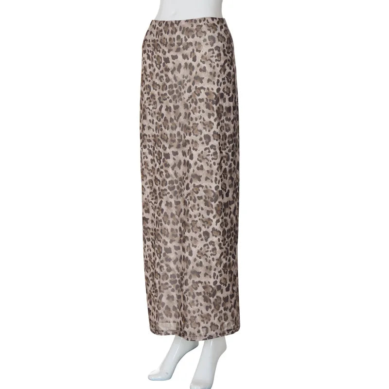 Elegant High Waisted Leopard Print Slim Skirt for Women
