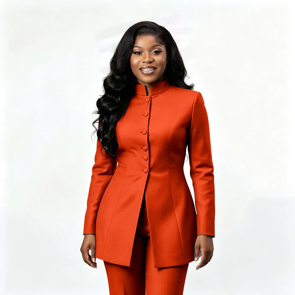 Smart Casual Two Piece Knit Blazer Set with Pants for Women
