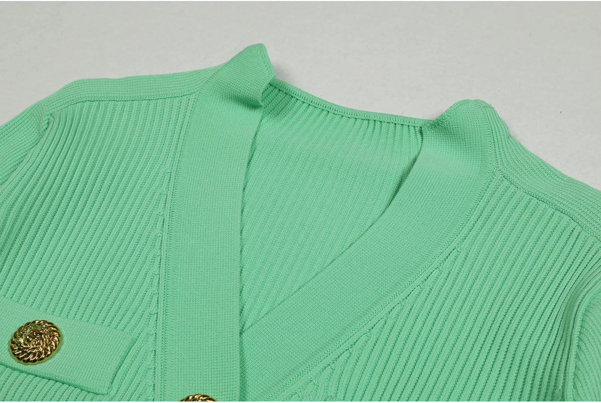 High-end Spring and Autumn New Fashion Women's Knitted Jacket Slim Elegant Commuter Knitted Top Cardigan Hidden Button Sweater