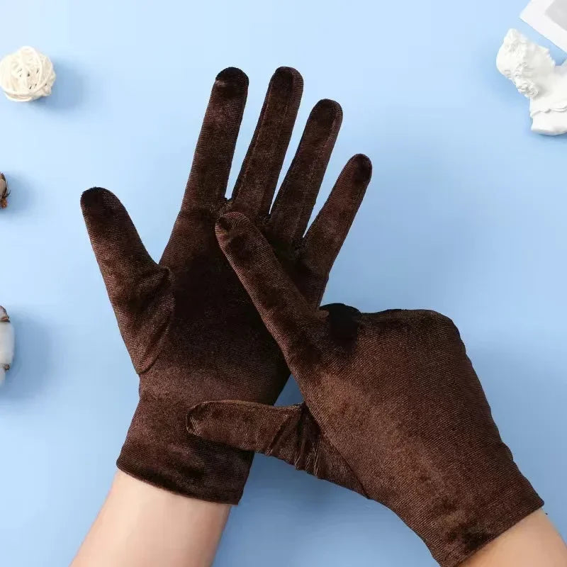 Stretch Velvet Wrist Length Gloves
