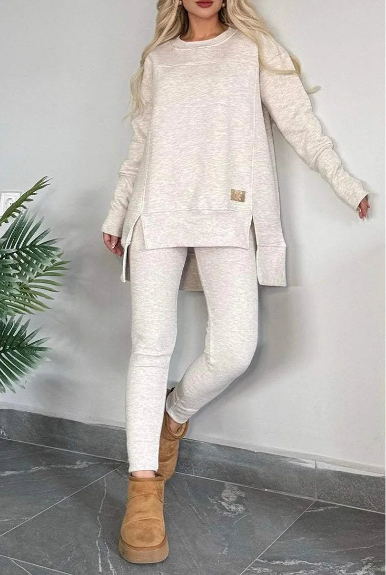 Casual Long Sleeve Two Piece Pullover Set for Women