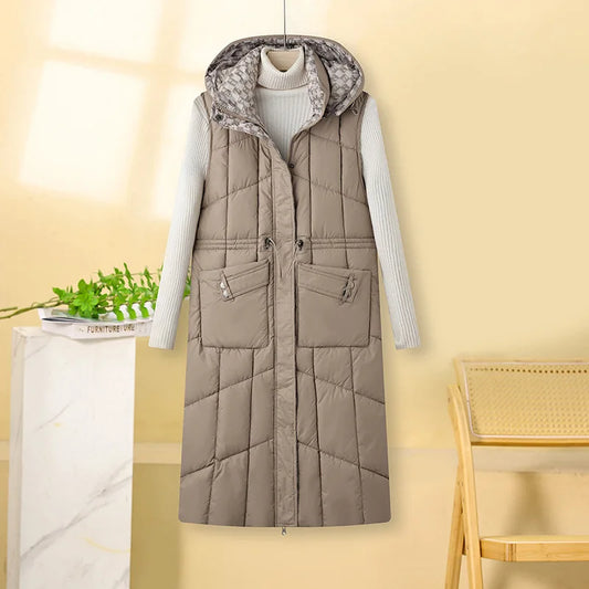 Hooded Plaid Parka Vest