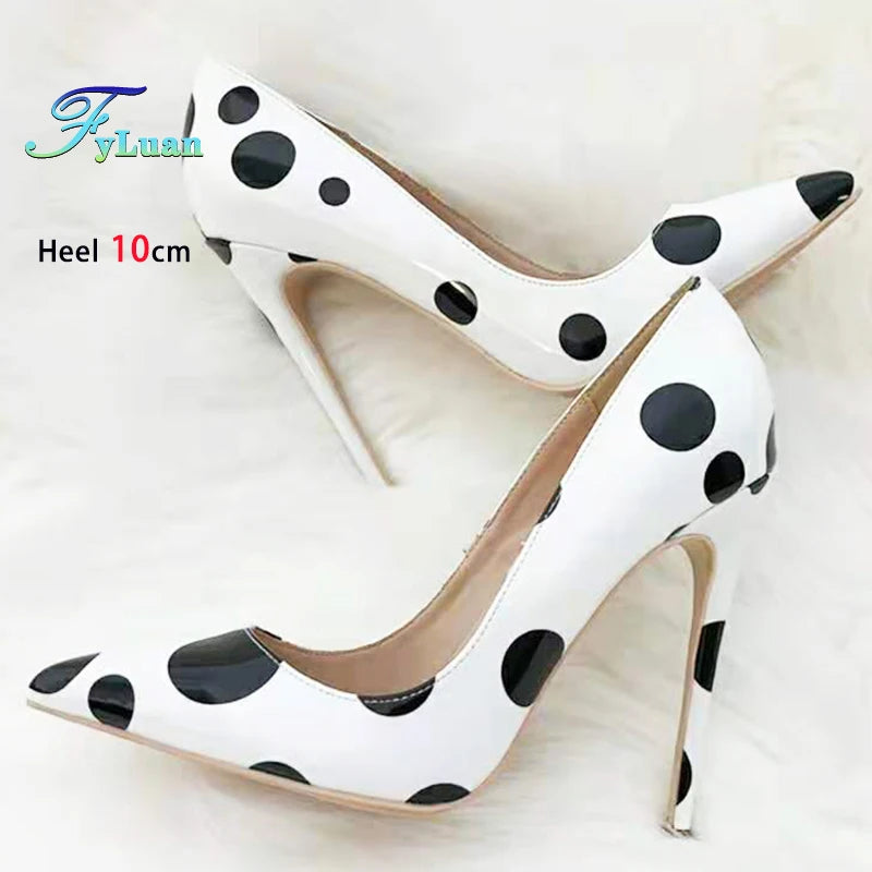 Polka Dot Pointed Toe High Heel Stiletto Pumps for Women