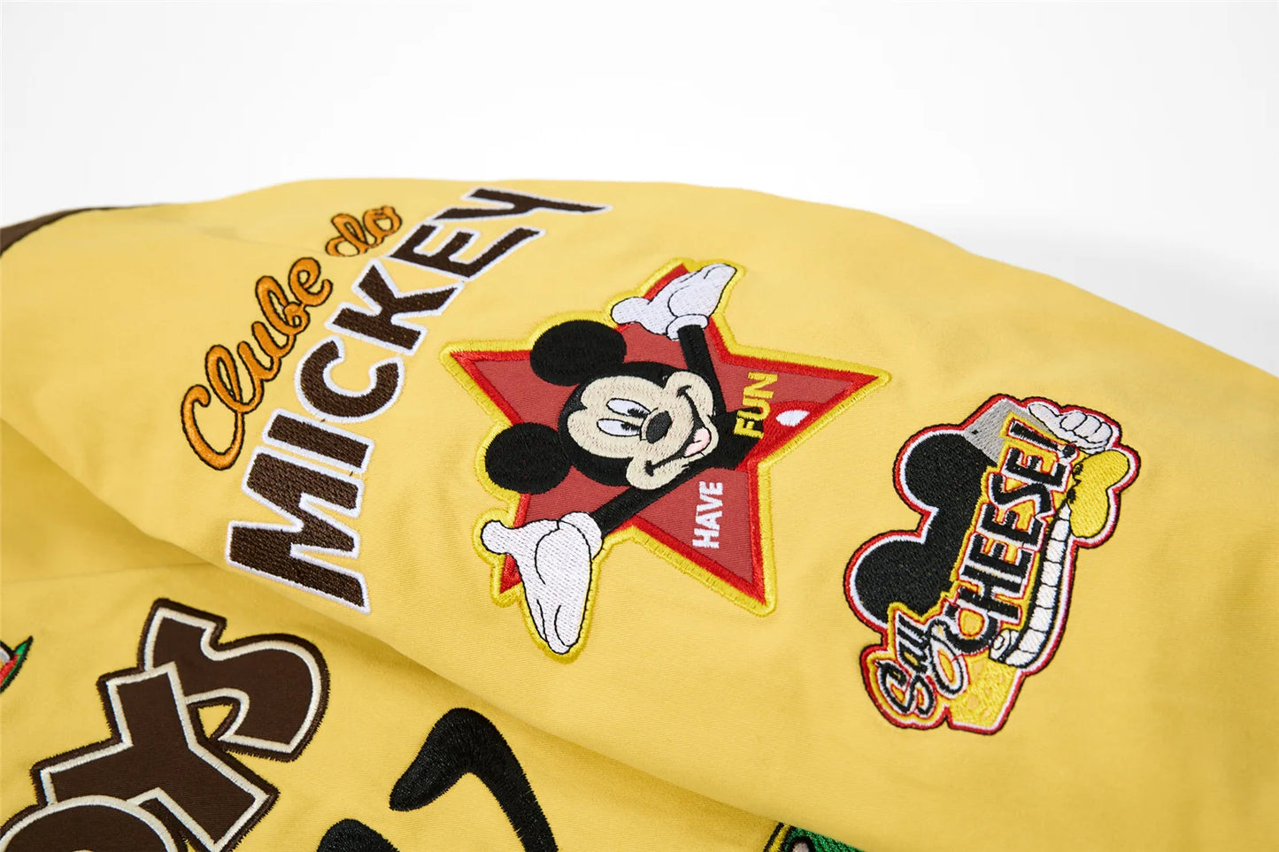 American Retro Cartoon Embroidery Patchwork Stand Collar Thickened Jacket for Men and Women Winter Loose Casual Warm Cotton Coat