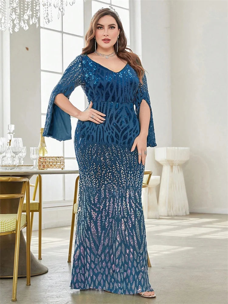 Plus Size Sequin Evening Dress