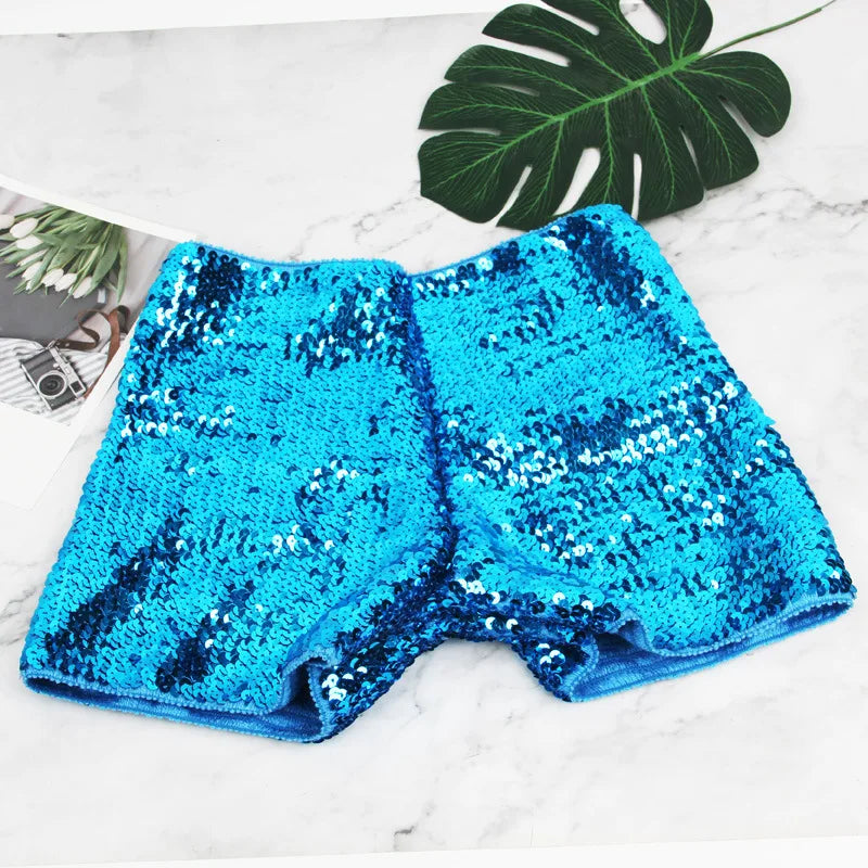FAGADOER Y2K Sexy Sequin Shorts for Women Purple Golden Sparkling Low Waist Skinny Shorts Hot Girl Streetwear Bottoms 2025 New