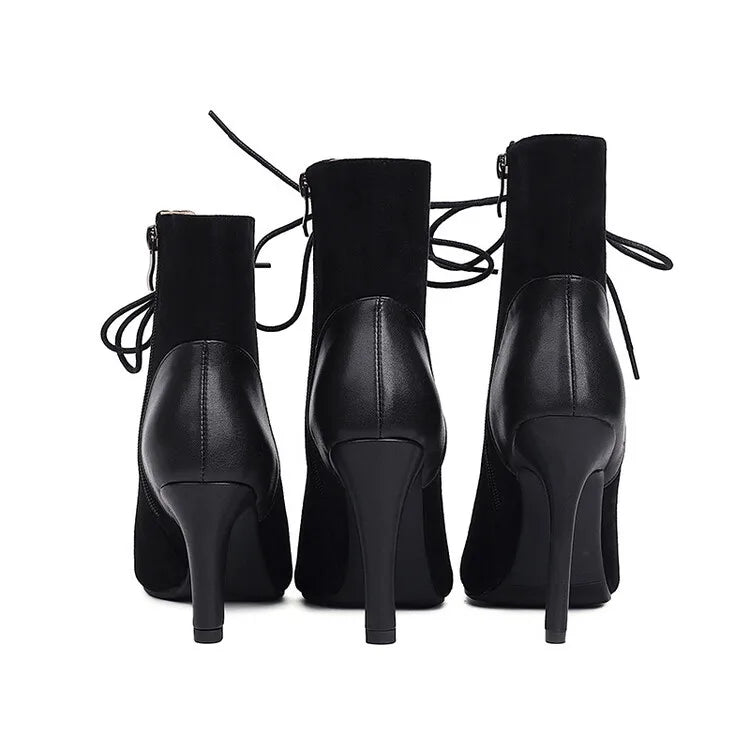 Thin Heel Latin Dance Ankle Boots With Zip for Women