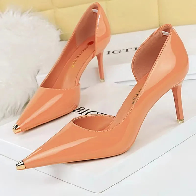 Pointed Toe Patent Leather Stiletto Pumps for Women