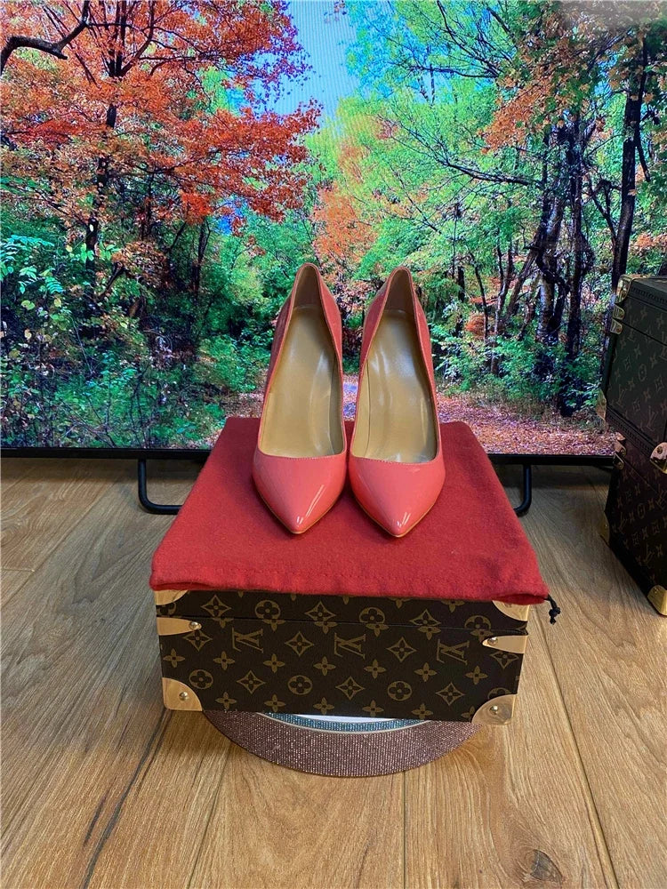 Pointed Patent Leather Slim High Heel Pumps for Women