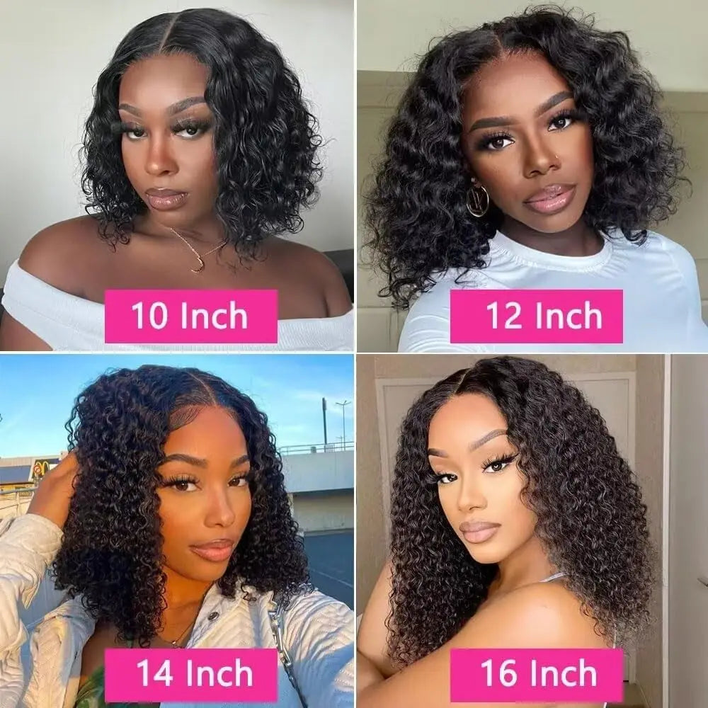 Deep Curly Human Hair Bob Wig