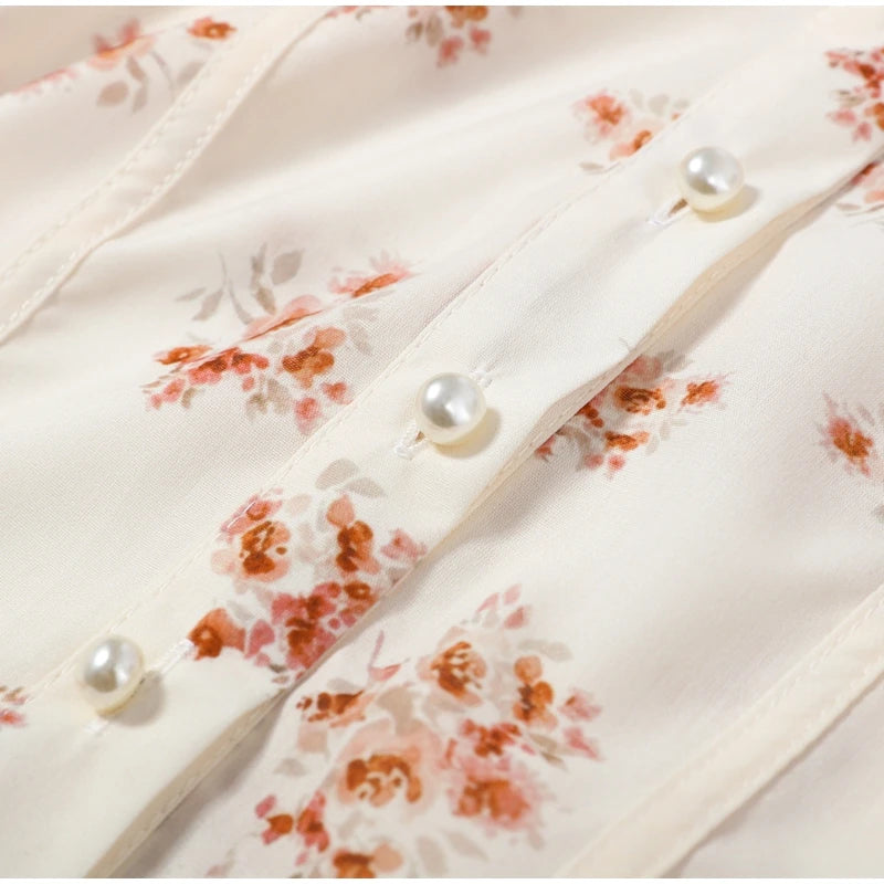 Floral Print Slim Top and Ruffle Skirt Set for Women