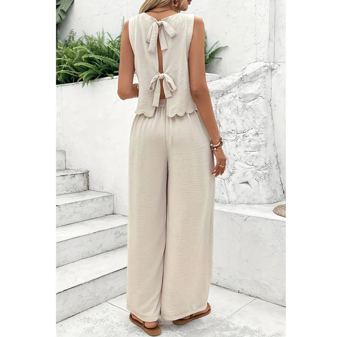 Vintage Hawaiian Print Casual Two-Piece Set for Women