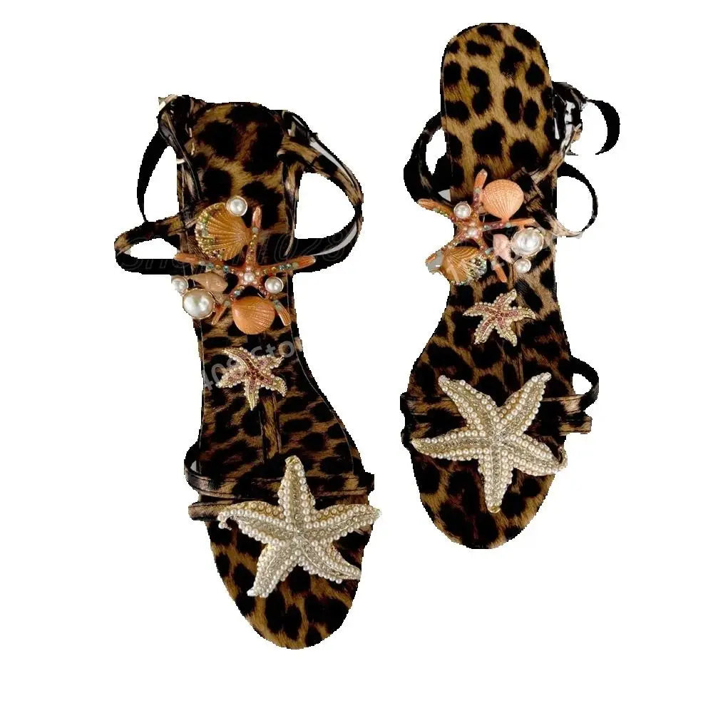 Starfish Decor Elegant Strappy Open Toe Sandals for Women
