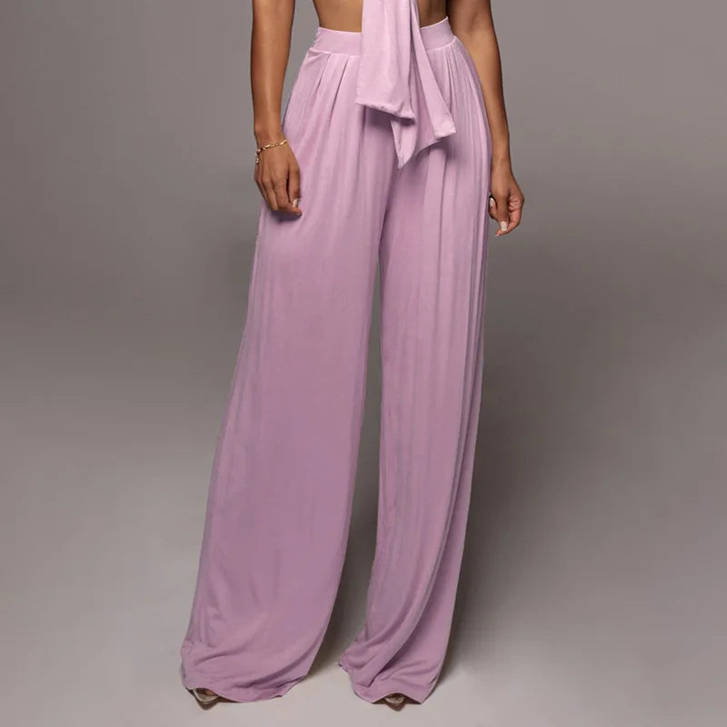Elegant Solid Color Casual Two Piece Set for Women