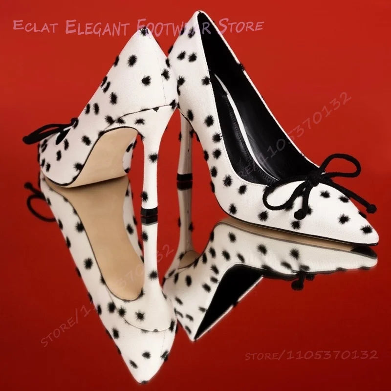 Elegant Slip On Pointed Canvas Stiletto Pumps for Women