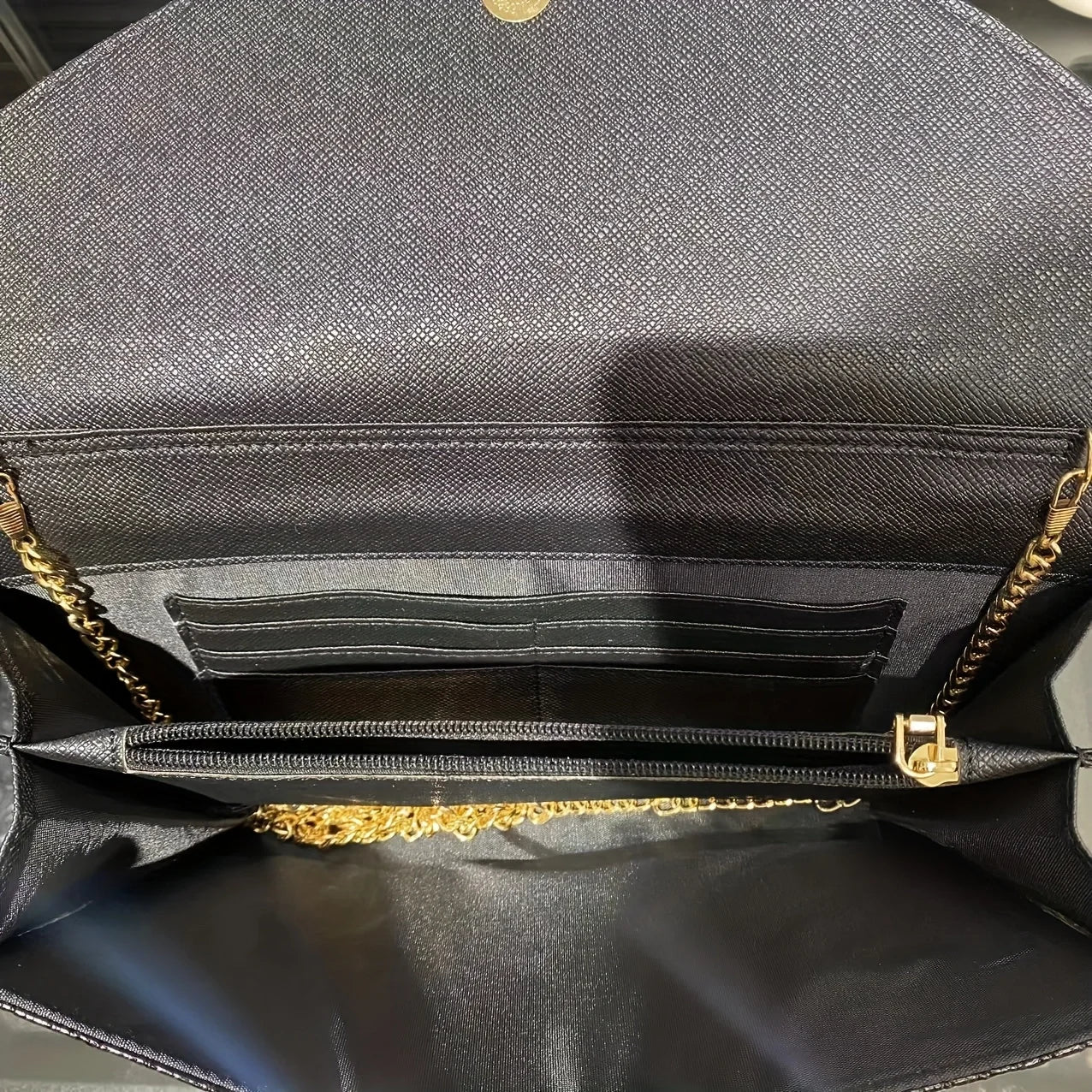 Large Capacity Crocodile Print Patent Leather Clutch Bag for Women