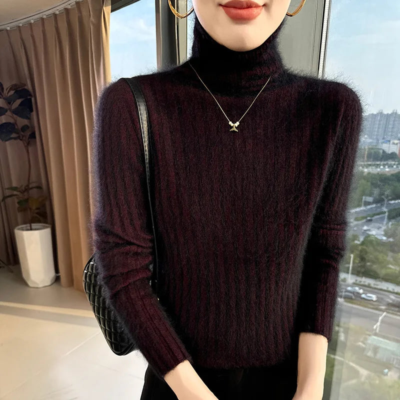 Warm Slim Fit Turtleneck Pullover Sweater for Women