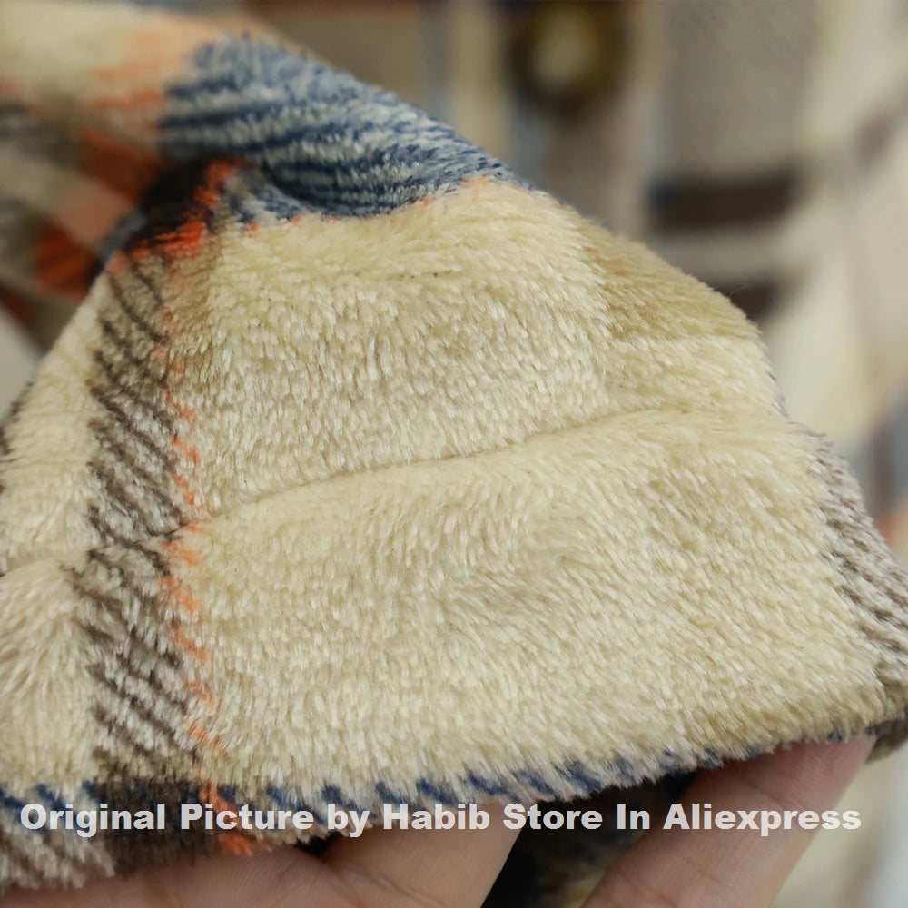 Flannel Plush Warm Plaid Jacket Women's Medium-length Winter New Style Korean Version Loose-fit Long Jacket Warm Long Sleeve