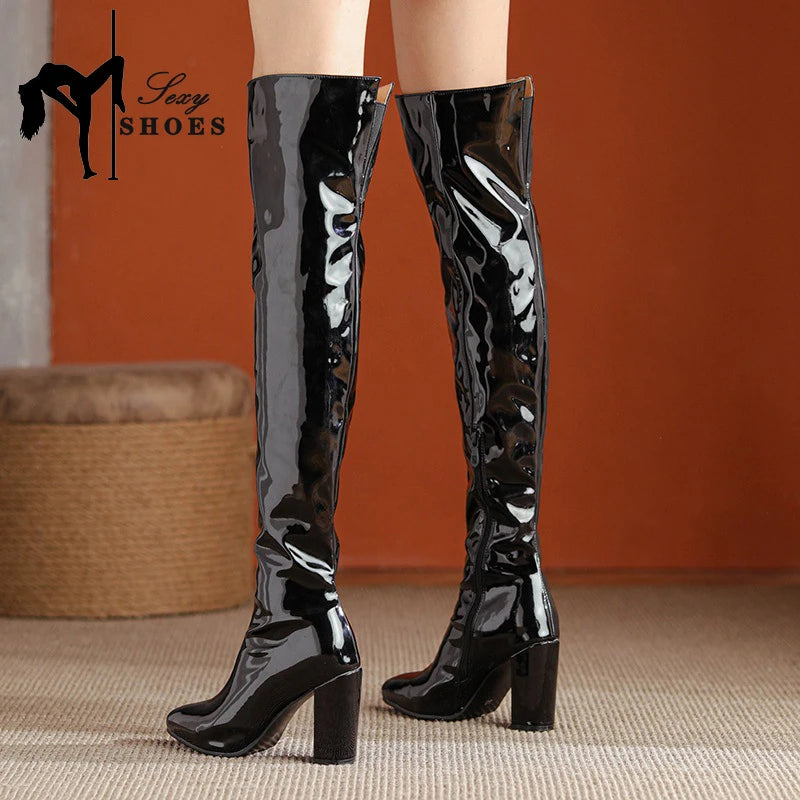 Sexy Over The Knee Boots Pointed Toe Zipper for Women