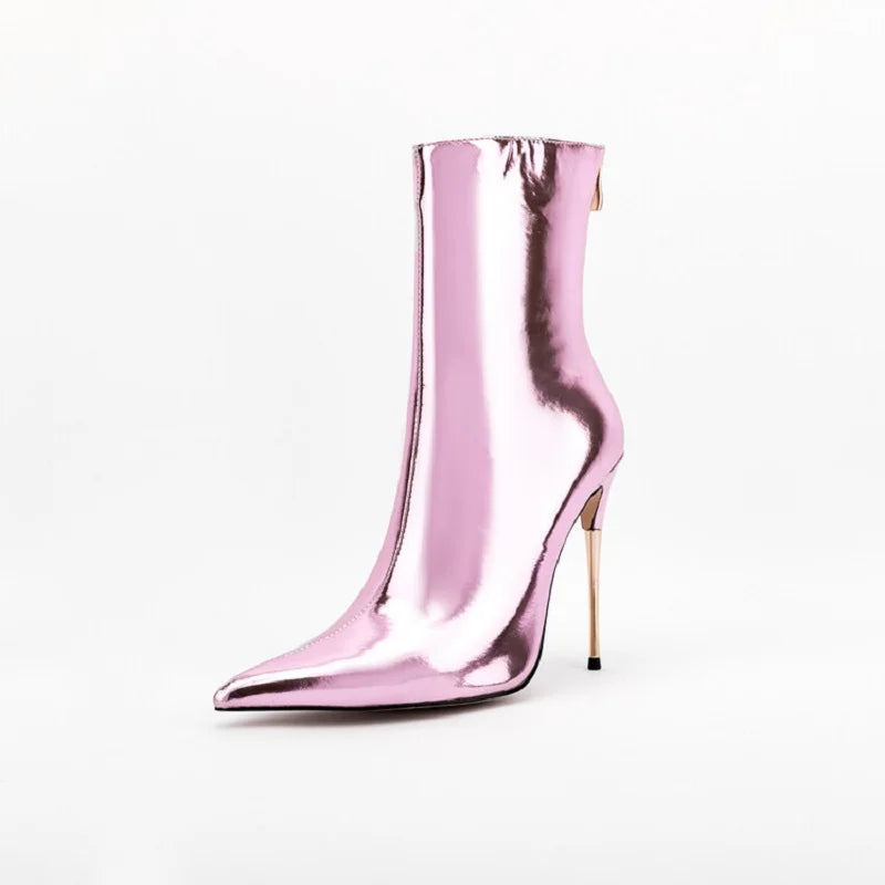 Glam Shiny Back Zipper Over The Knee Boots for Women