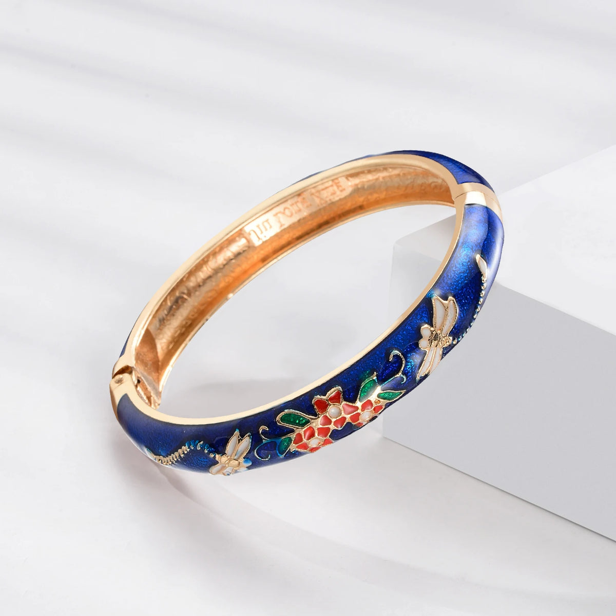 Floral Enamel Bangle Bracelet