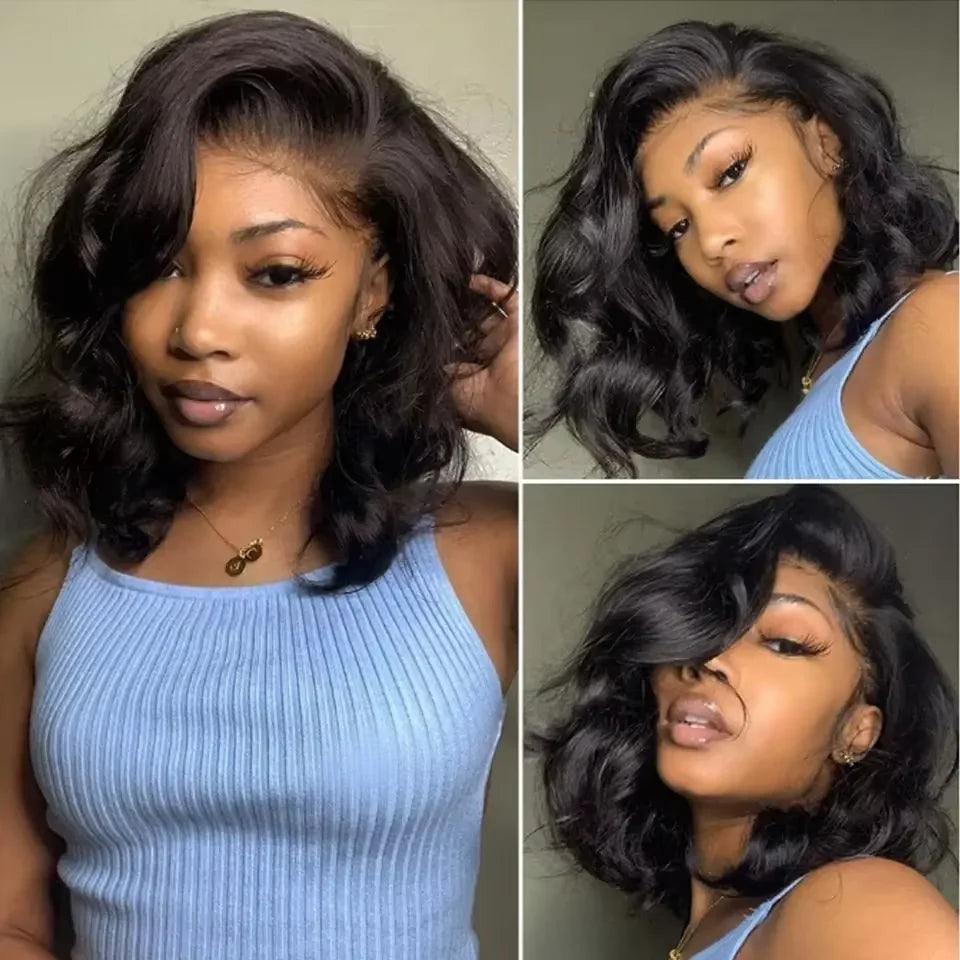 Short Natural Body Wave Lace Front Bob Wig for Women