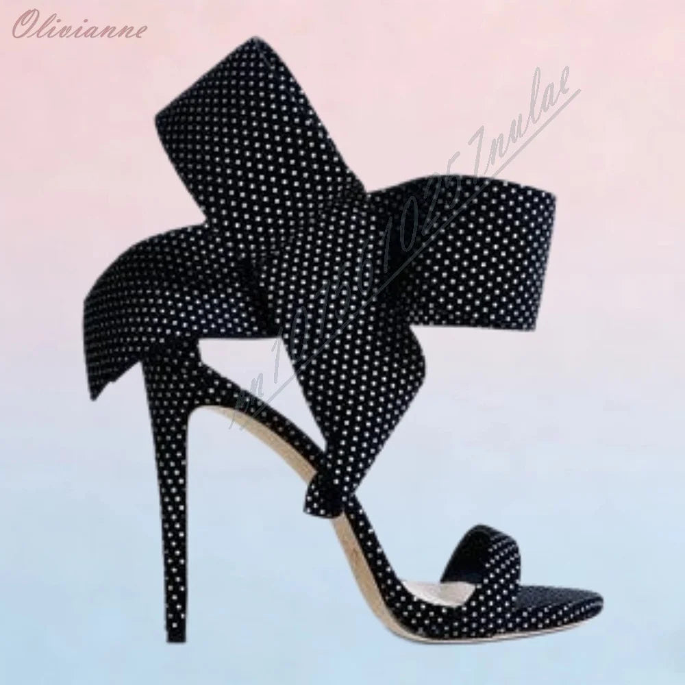 Elegant Polka Dot Tulle Pumps With Stiletto Heel For Women